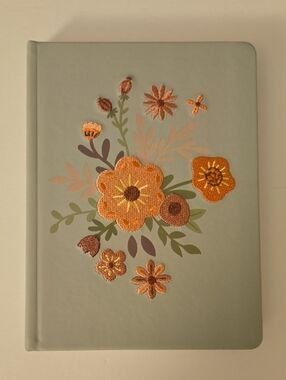 James Burke Light Green Floral Embroidery Hardcover Journal
